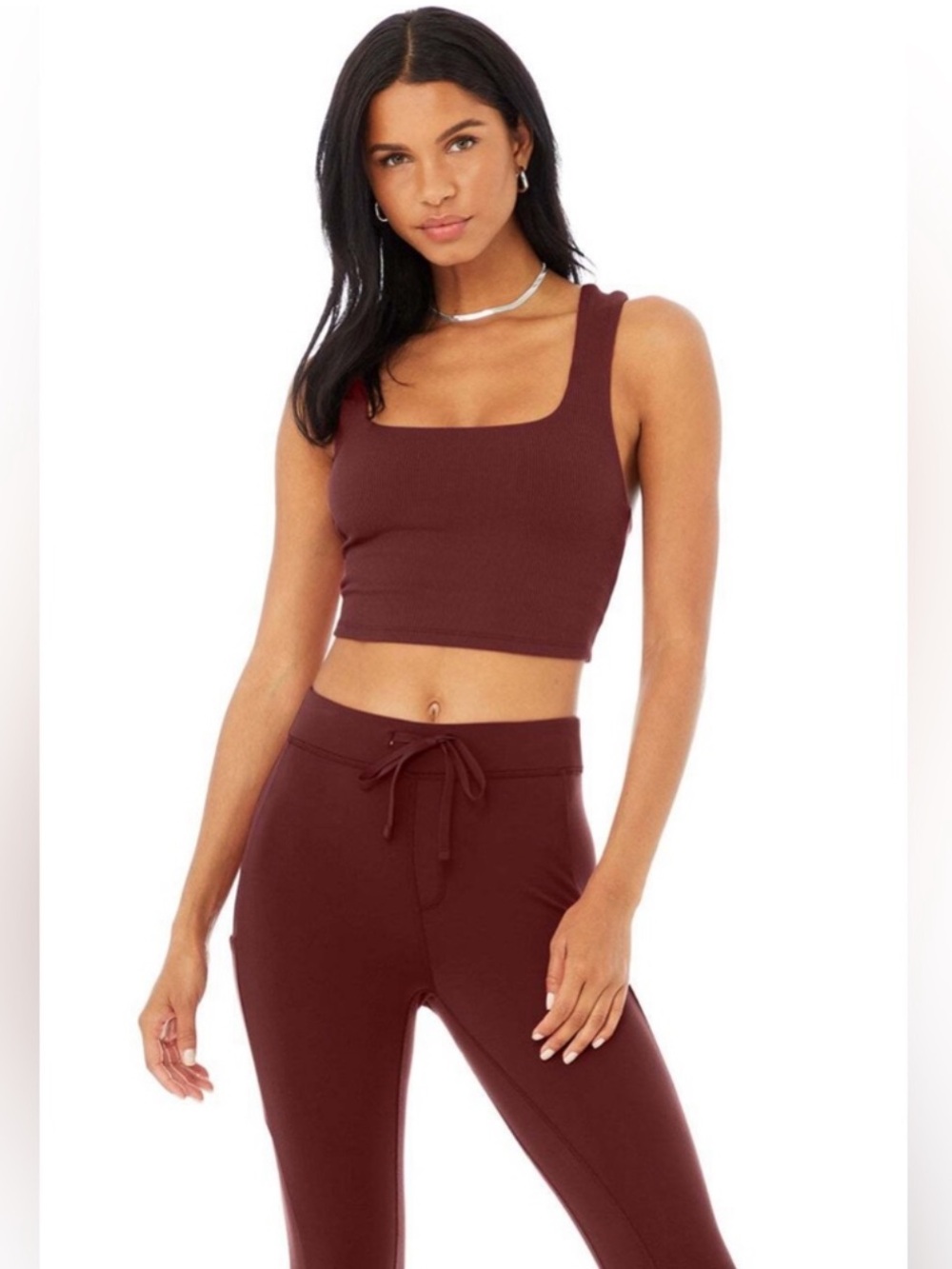 ALO Yoga Alosoft Ribbed Chic Bra Tank Top – Cranberry